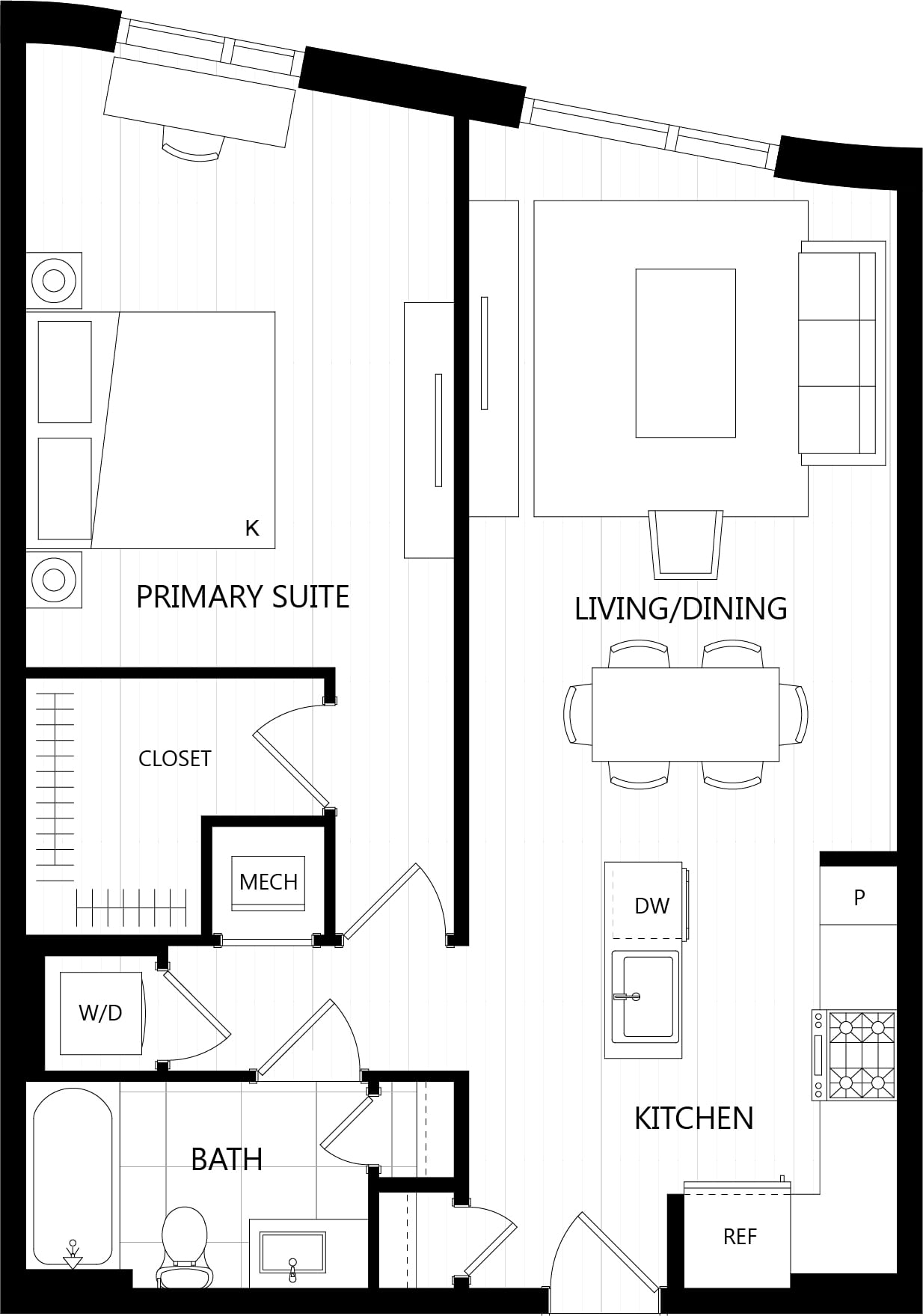 1 Bed/1 Bath-C1F floor plan