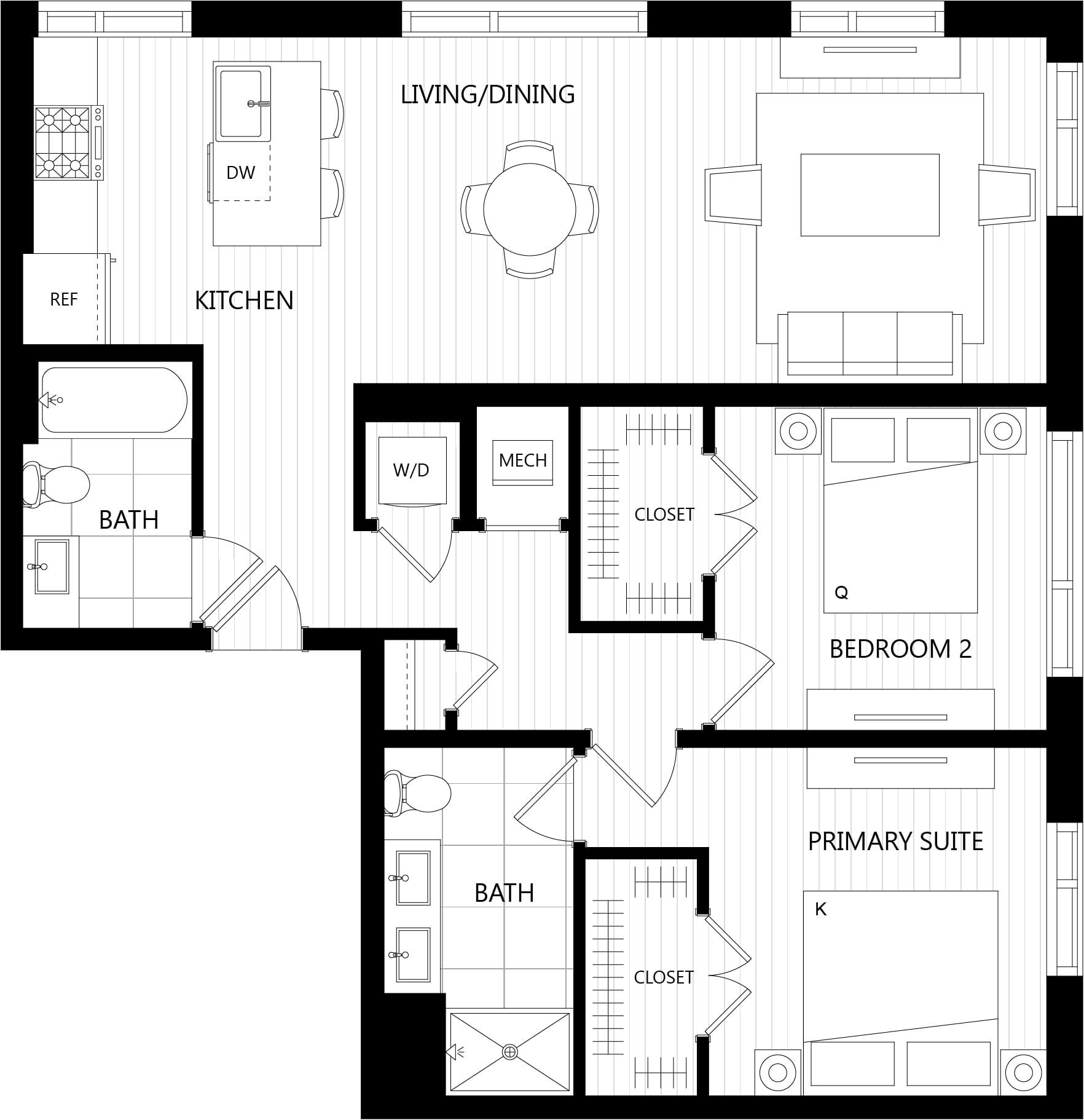 2 Bed/2 Bath-K5 floor plan