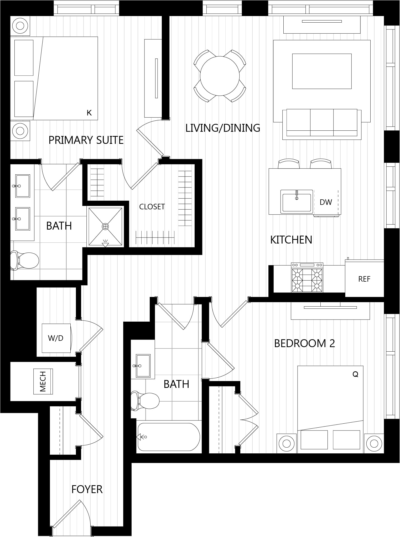 2 Bed/2 Bath-I7 floor plan