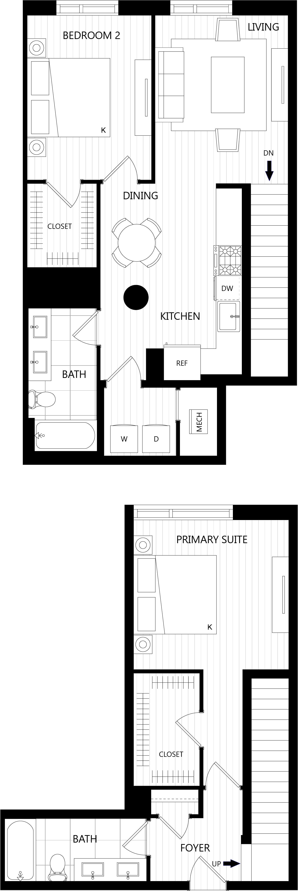 2 Bed/2 Bath-TH8 floor plan