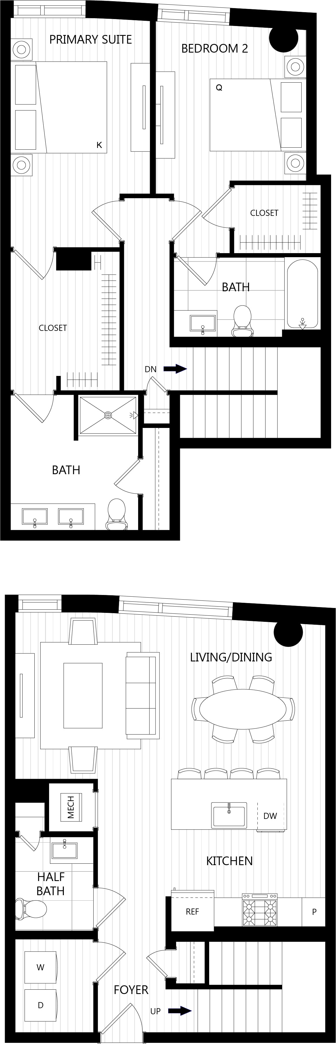 2 Bed/2.5 Bath Loft-TH1 floor plan