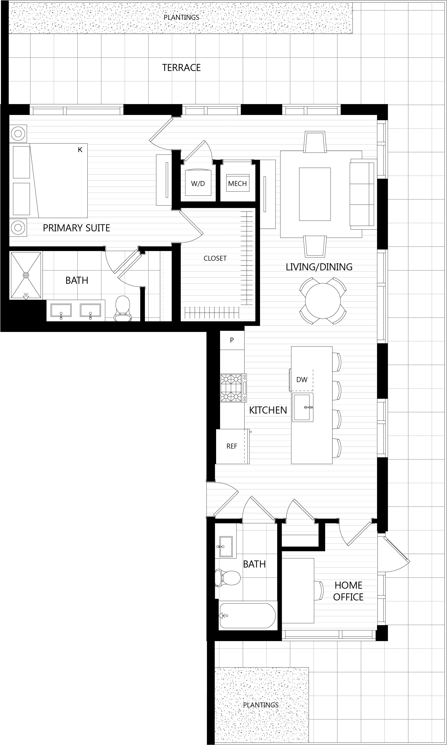 1 Bed/2 Bath Den-I8 floor plan