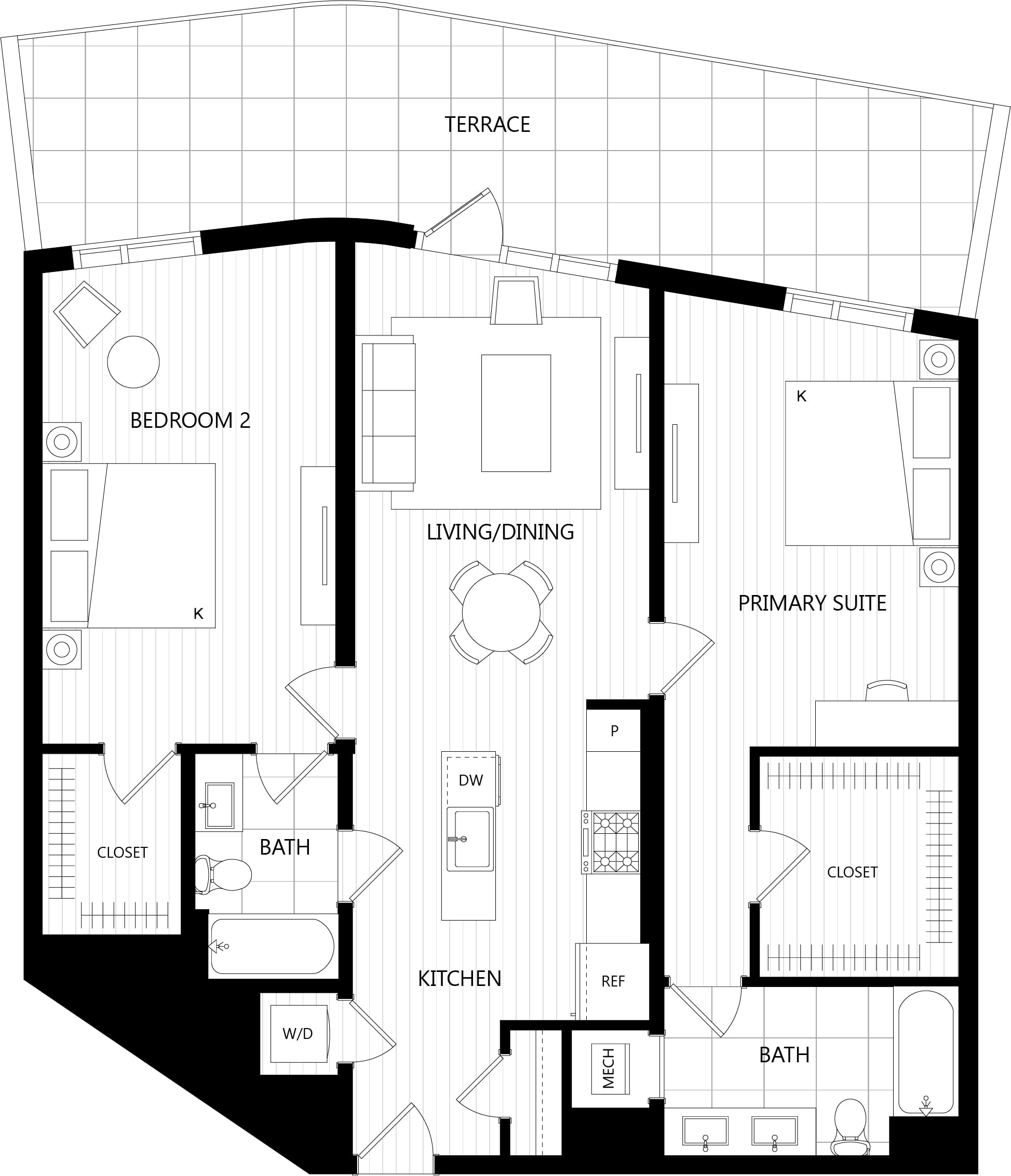2 Bed/2 Bath-I4 floor plan