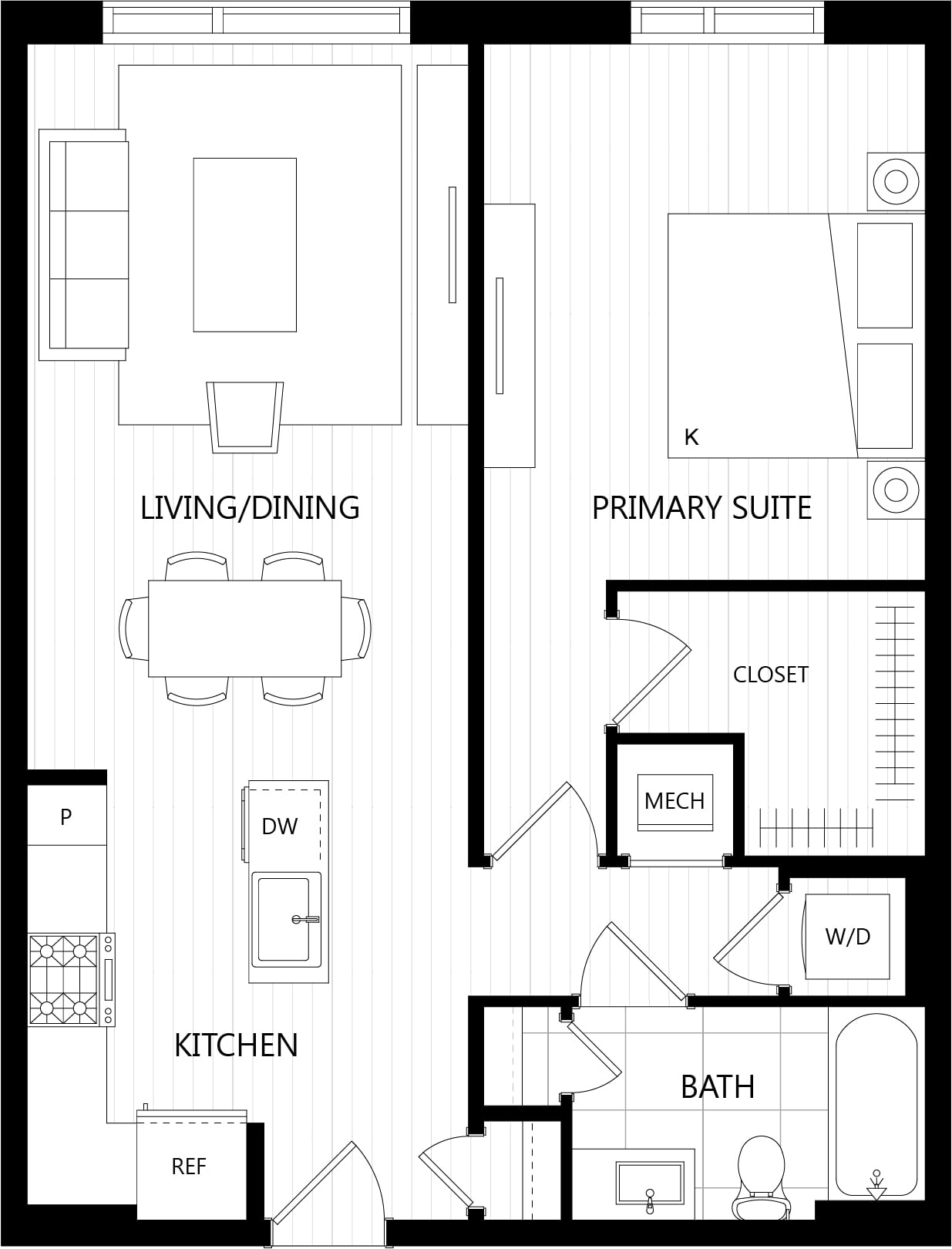 1 Bed/1 Bath-C1D floor plan