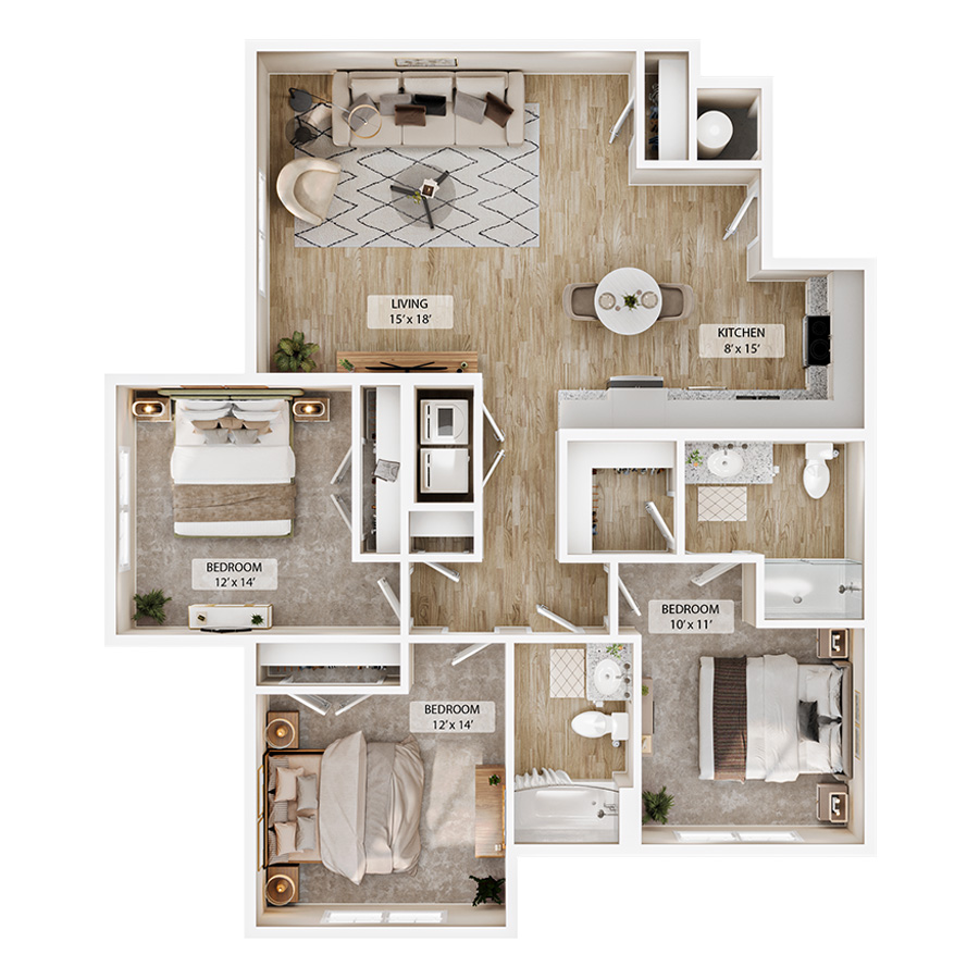 3-2BR Vale Overlook floor plan