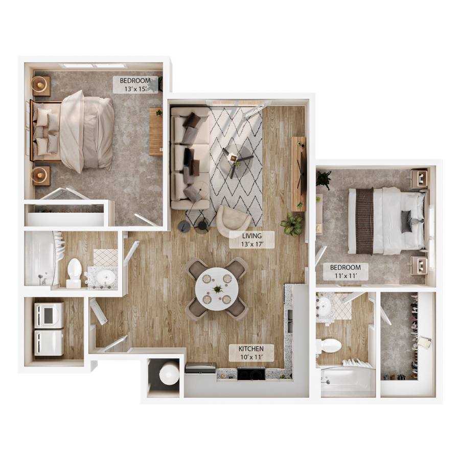 2-2BR Vale Courtyard floor plan