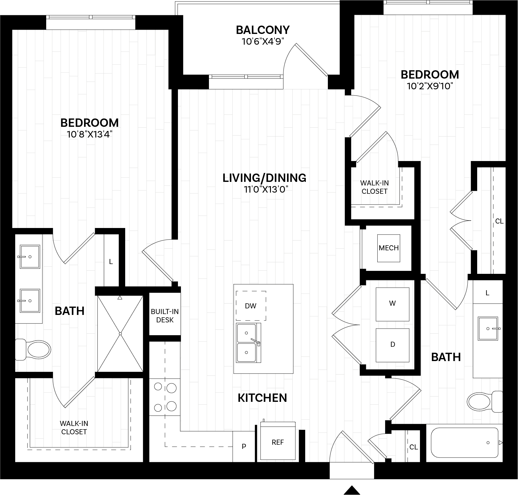 2 Bed/2 Bath-B1 floor plan
