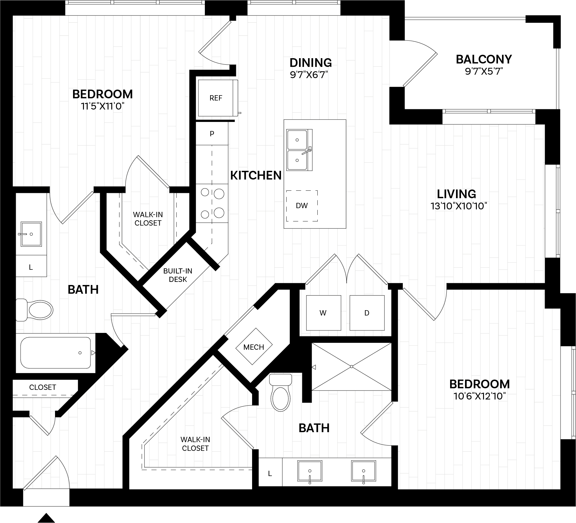 2 Bed/2 Bath-B2 floor plan