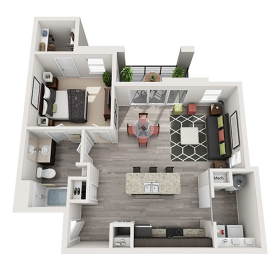 1x1 floor plan