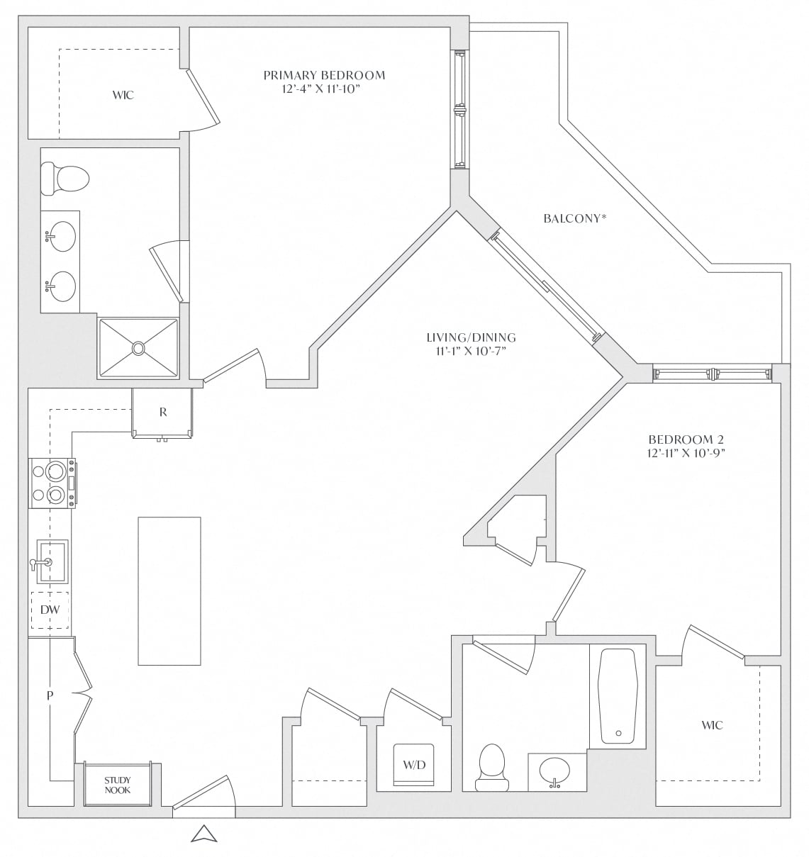 2 Bed/2 Bath-B2 floor plan