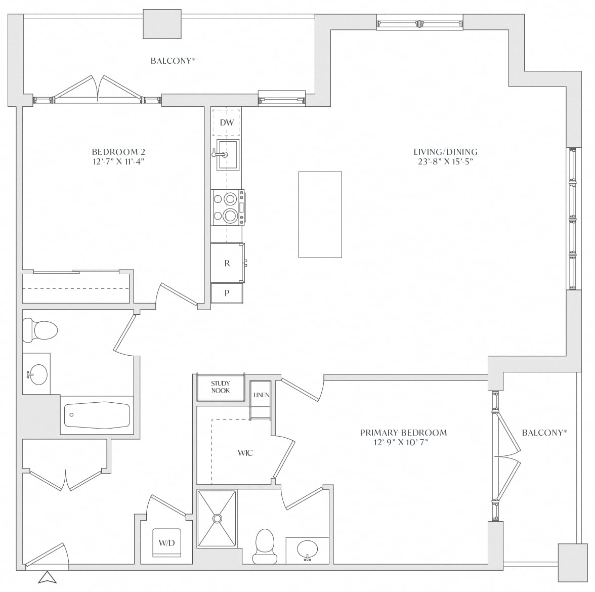 2 Bed/2 Bath-B1a floor plan
