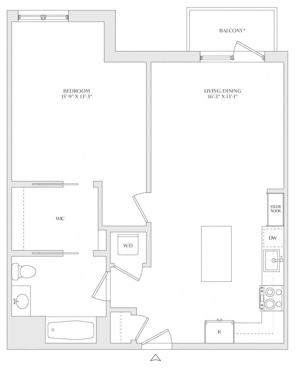 1 Bed/1 Bath-A2a floor plan