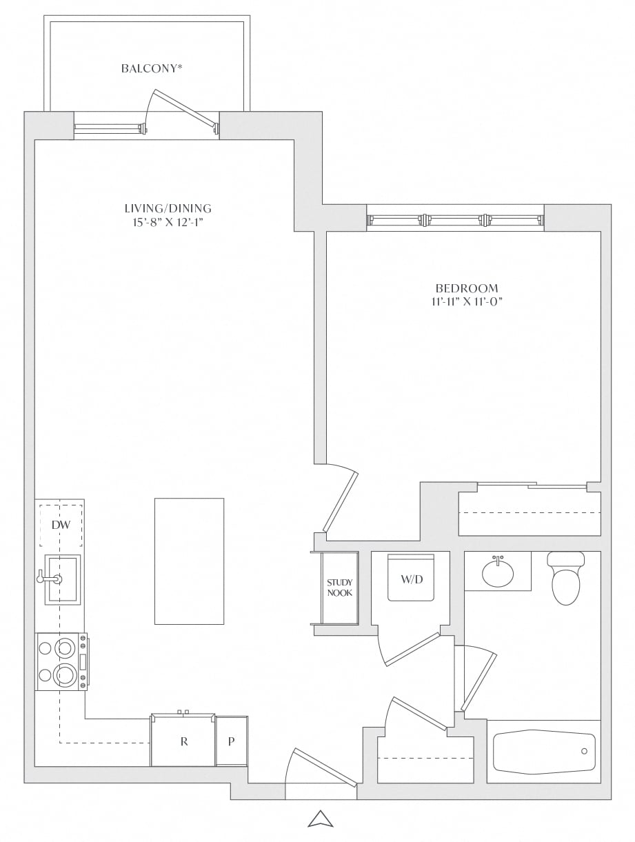 1 Bed/1 Bath-A1d floor plan