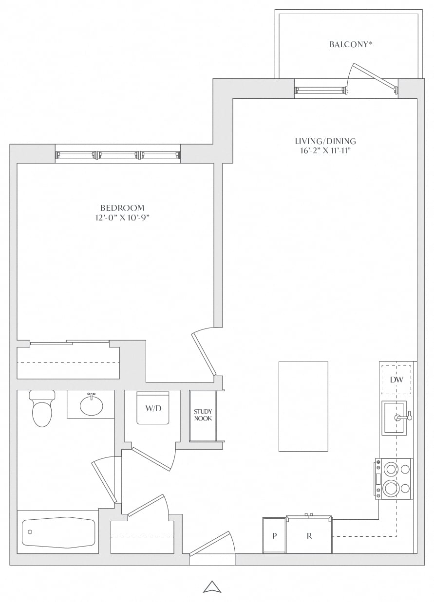 1 Bed/1 Bath-A1m floor plan