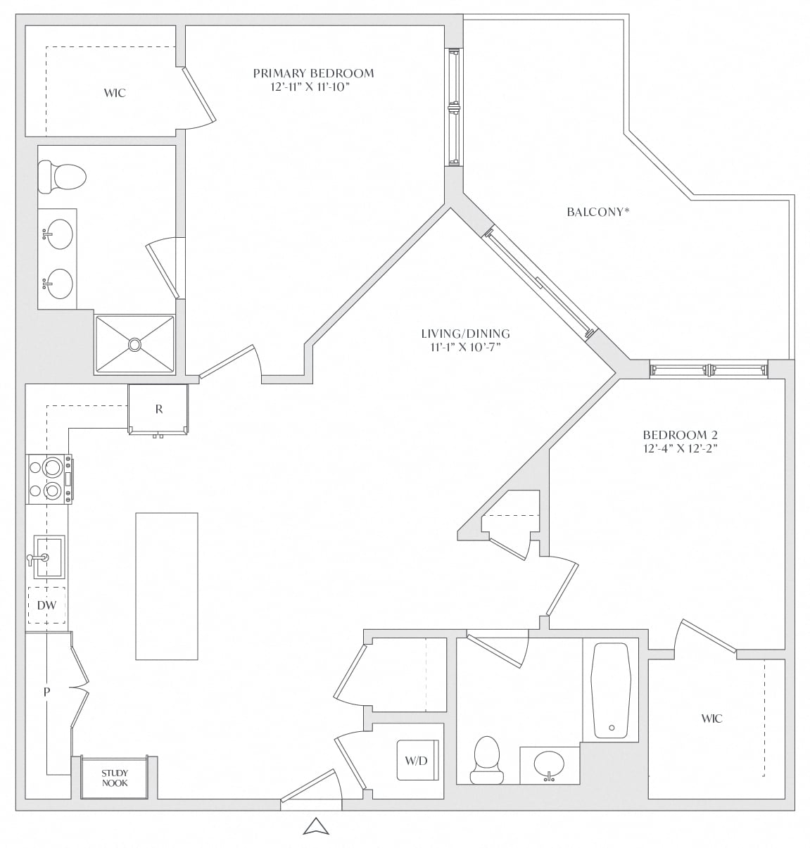 2 Bed/2 Bath-B2a floor plan
