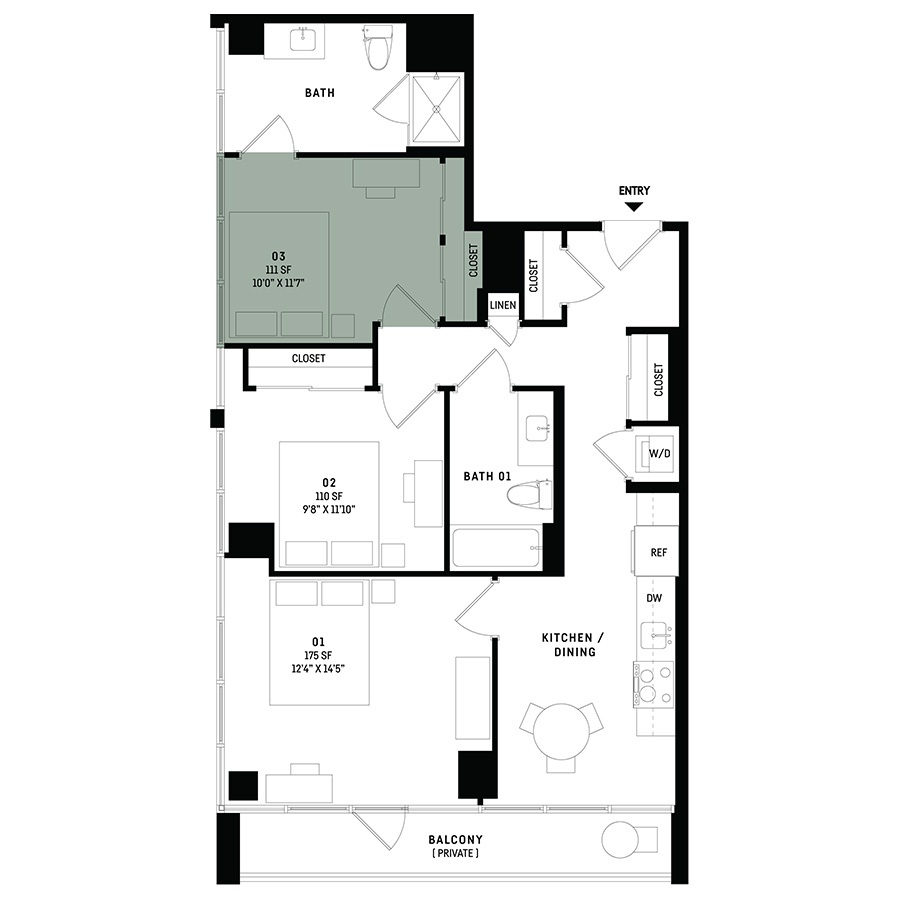 Co-Living D9-Bedroom 3 floor plan