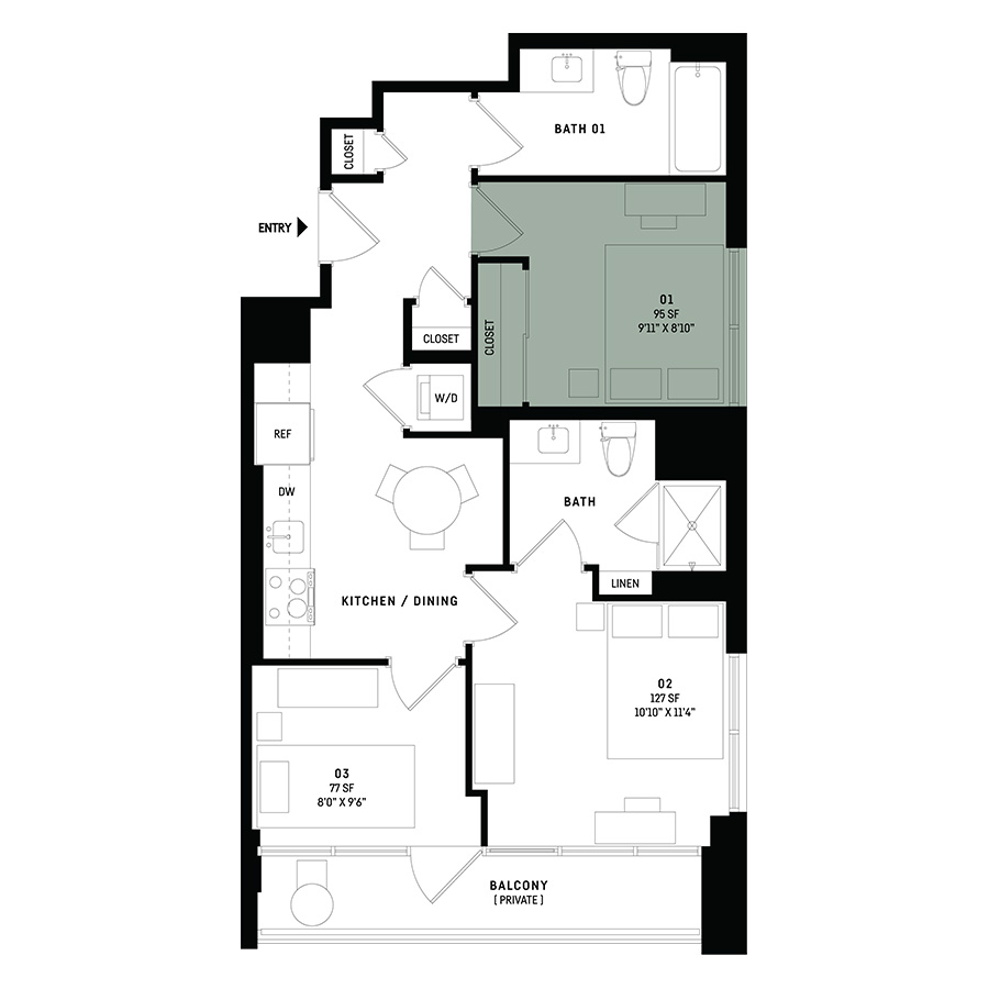 Co-Living D6-Bedroom 1 floor plan