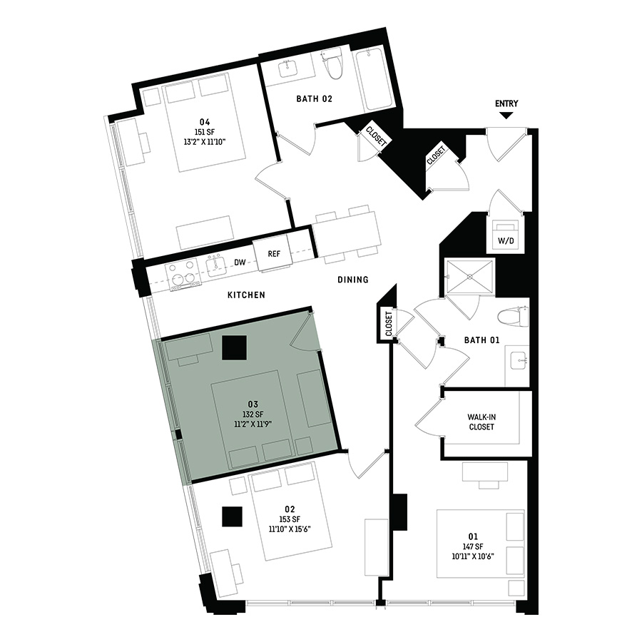 Co-Living D4-Bedroom 3 floor plan