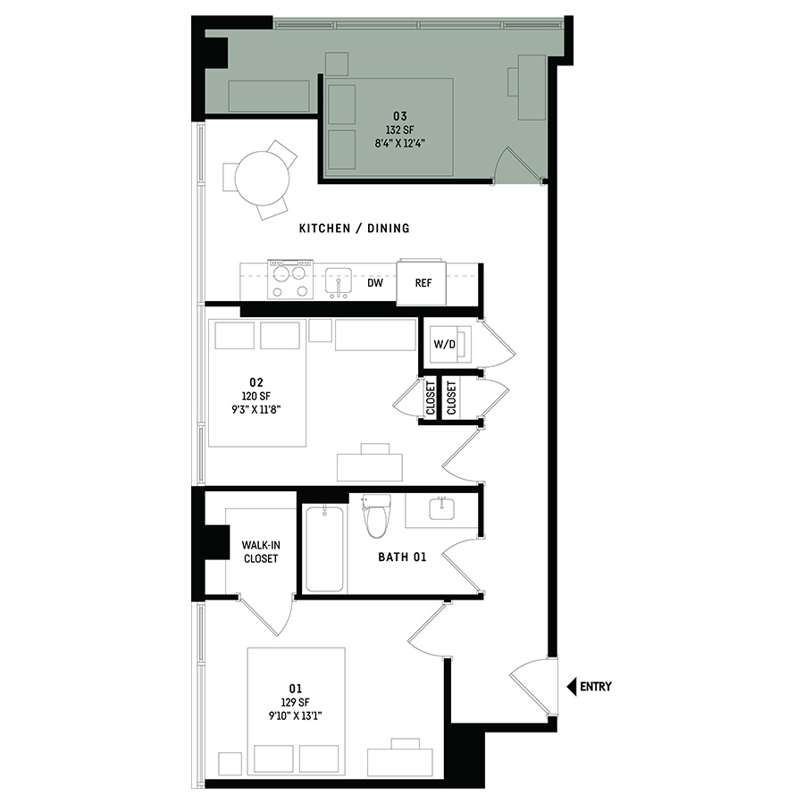 Co-Living C1-Bedroom 3 floor plan