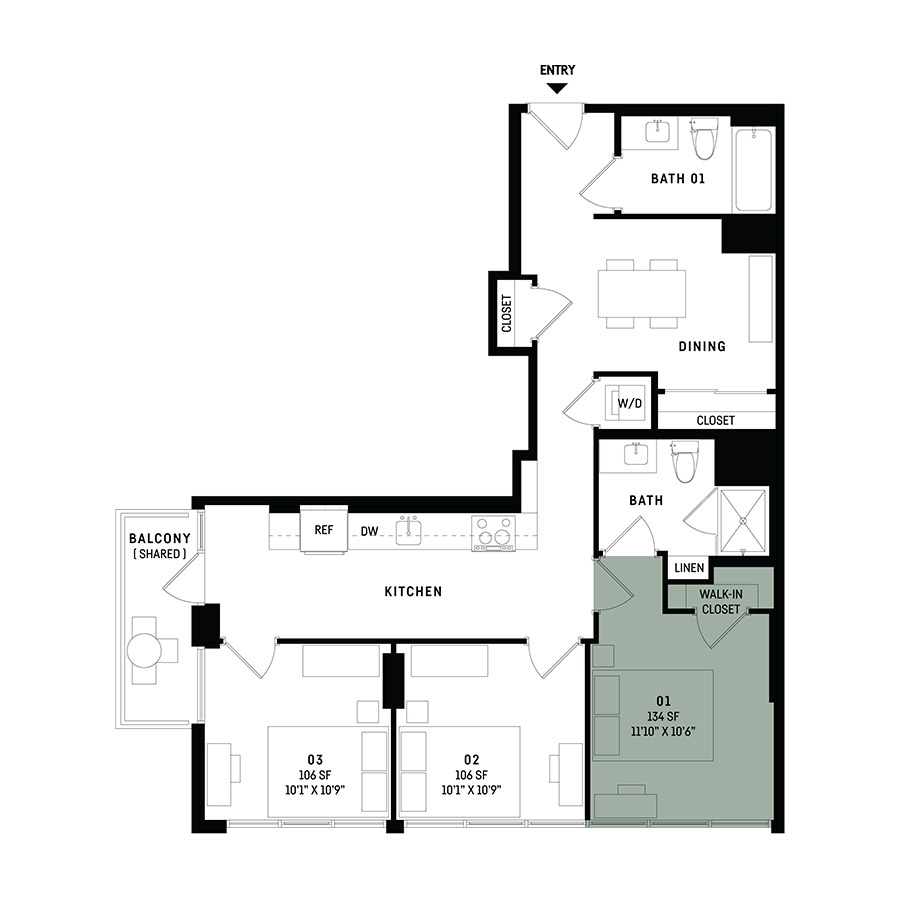 Co-Living C8-Bedroom 1 floor plan