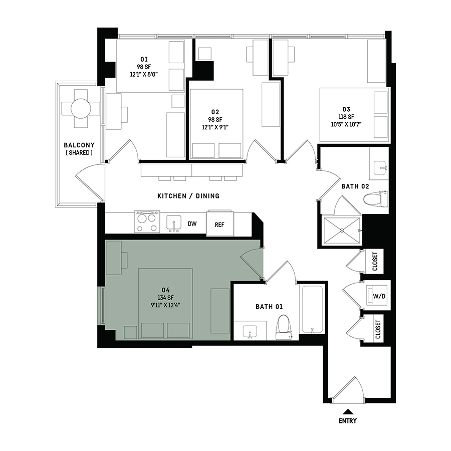 Co-Living D8-Bedroom 4 floor plan