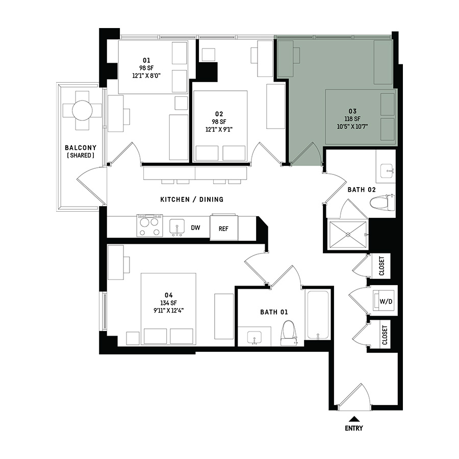 Co-Living D8-Bedroom 3 floor plan