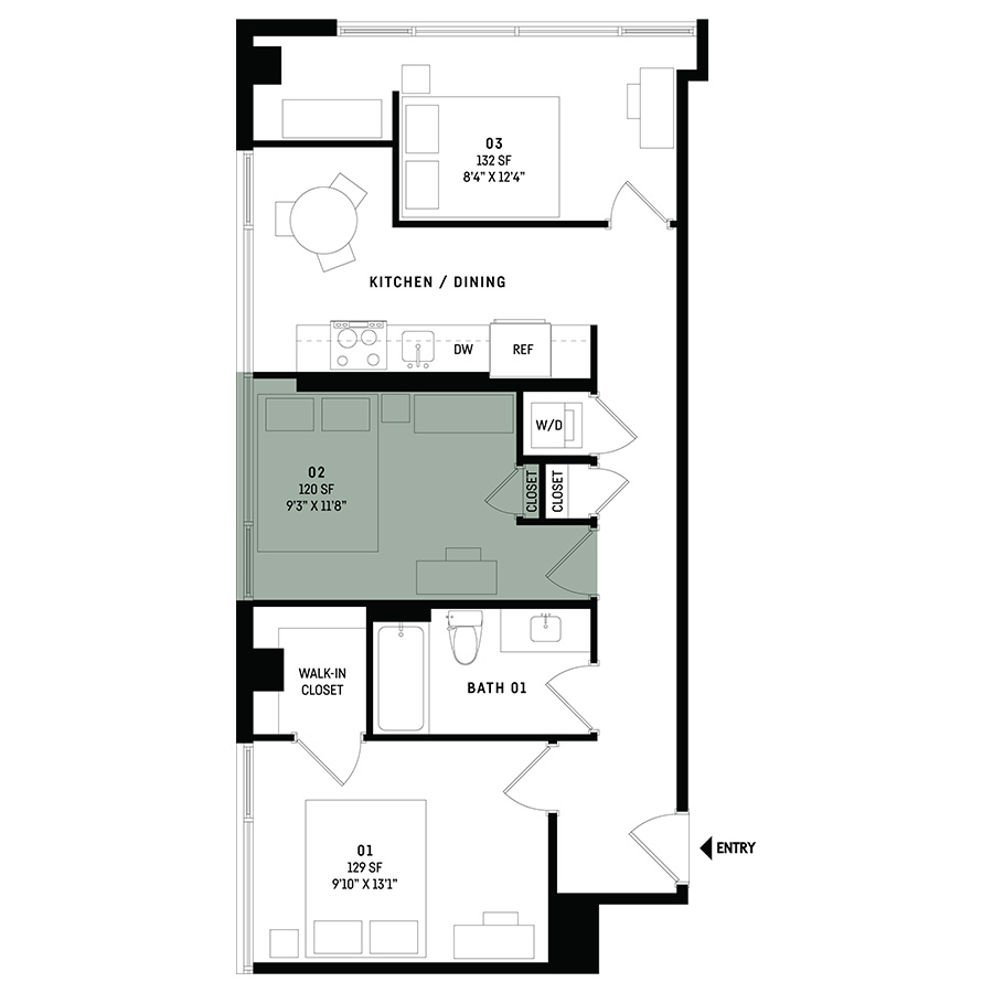 Co-Living C1-Bedroom 2 floor plan