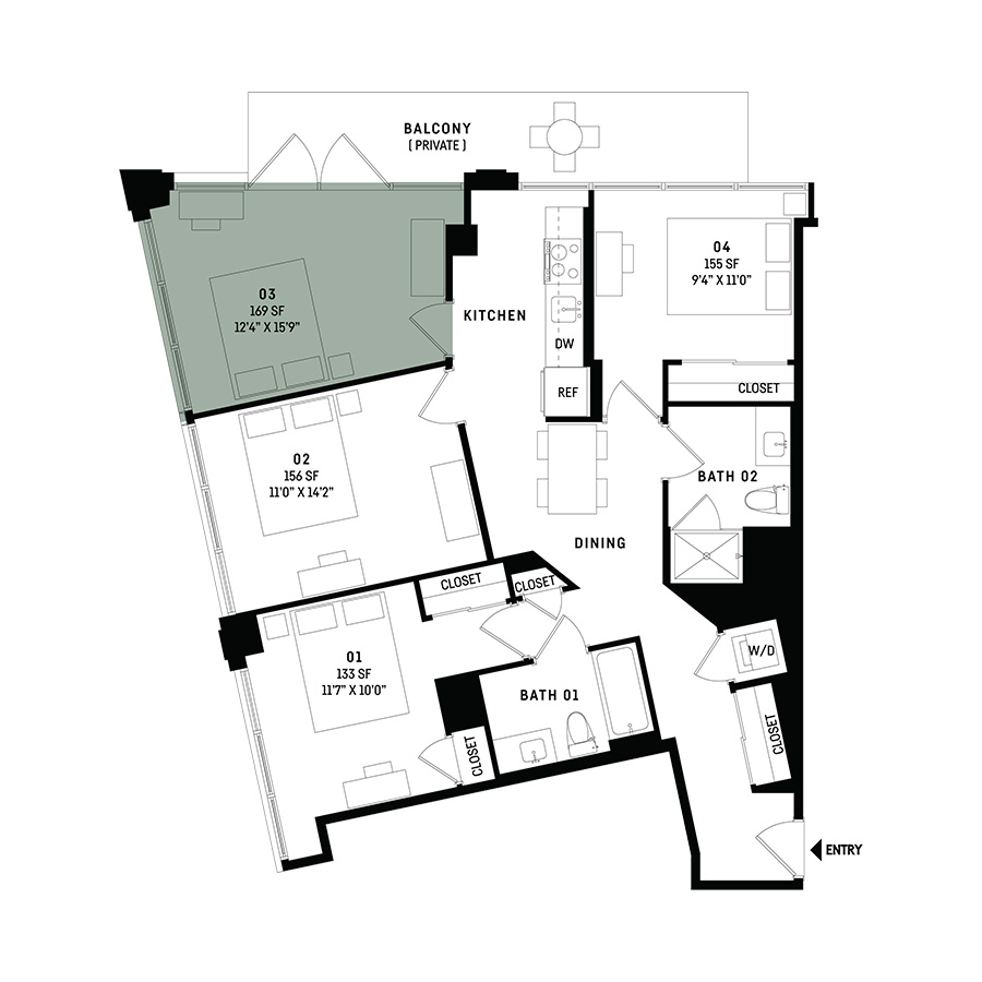 Co-Living D3-Bedroom 3 floor plan
