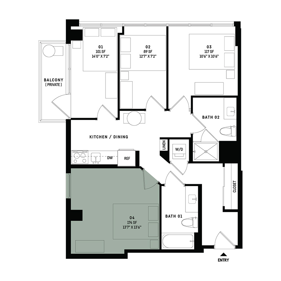 Co-Living D13-Bedroom 4 floor plan