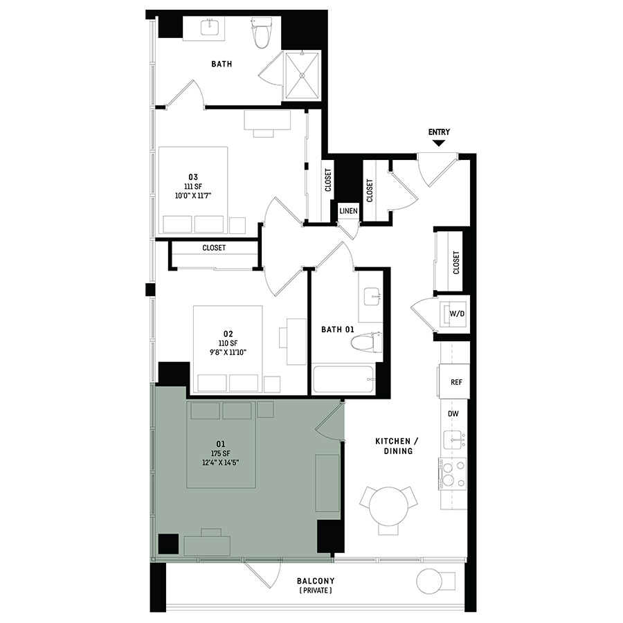 Co-Living D9-Bedroom 1 floor plan