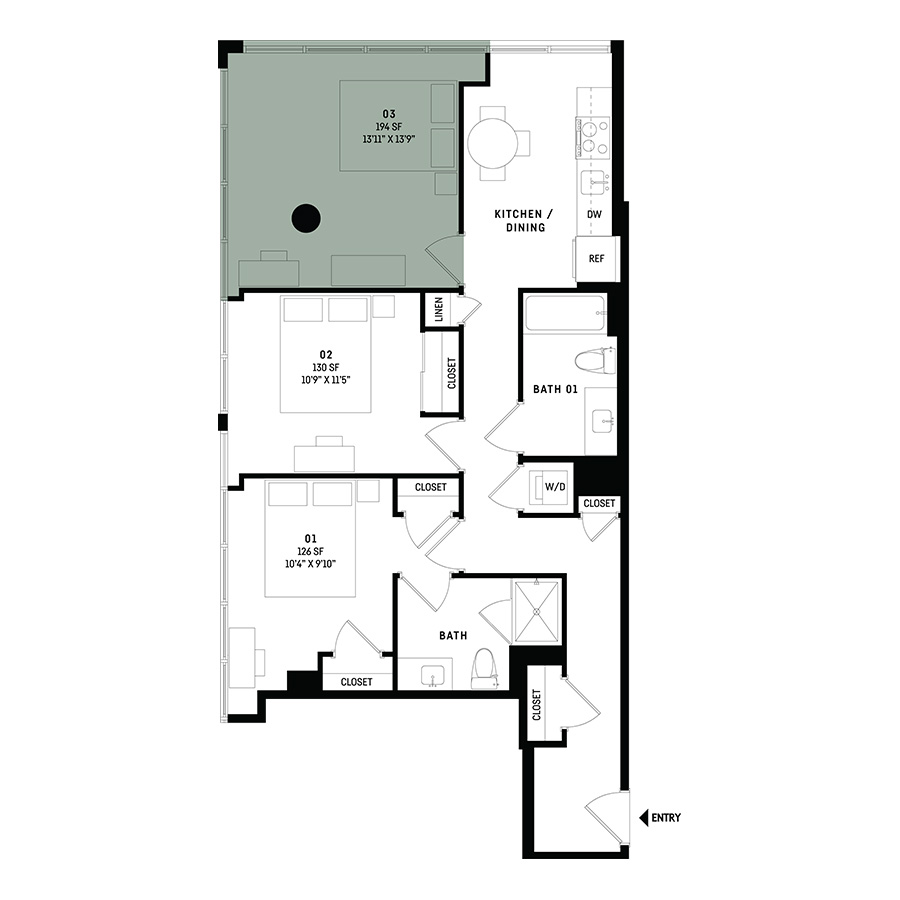 Co-Living D10-Bedroom 3 floor plan