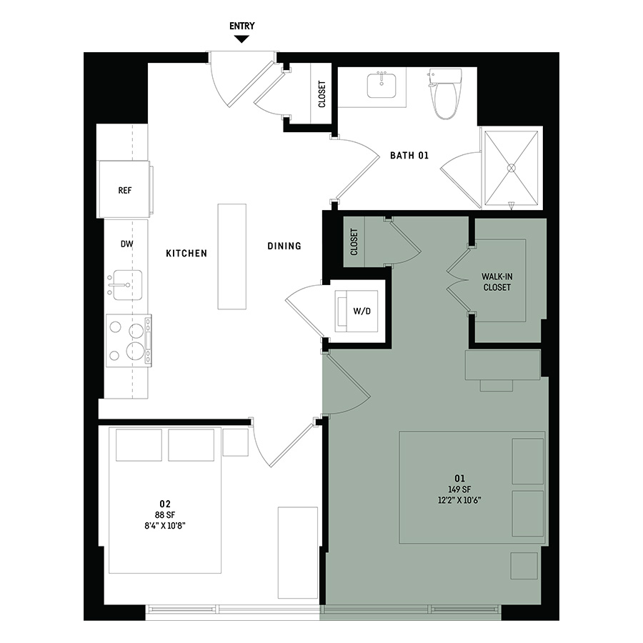 Co-Living B6B-Bedroom 1 floor plan