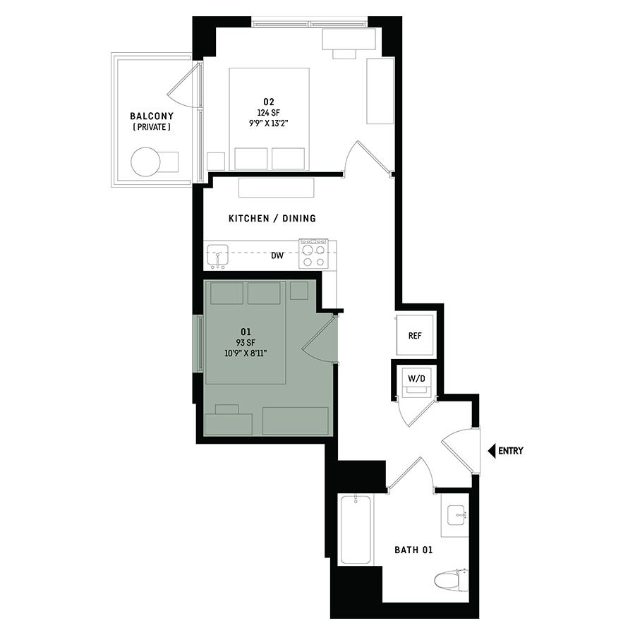 Co-Living B9-Bedroom 1 floor plan