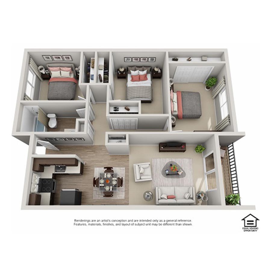 3 BEDROOM floor plan