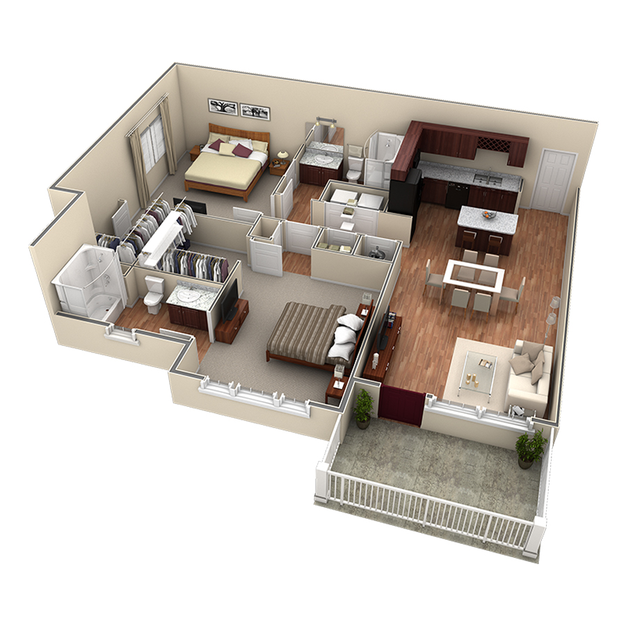 2 BR Premier Courtyard floor plan