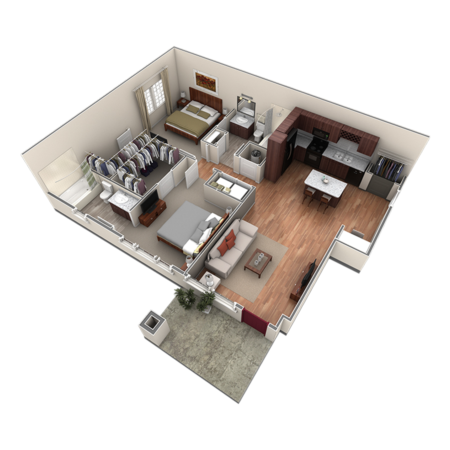2 BR Designer Courtyard Garage floor plan