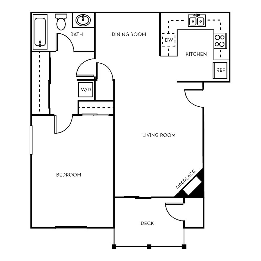 1x1C floor plan