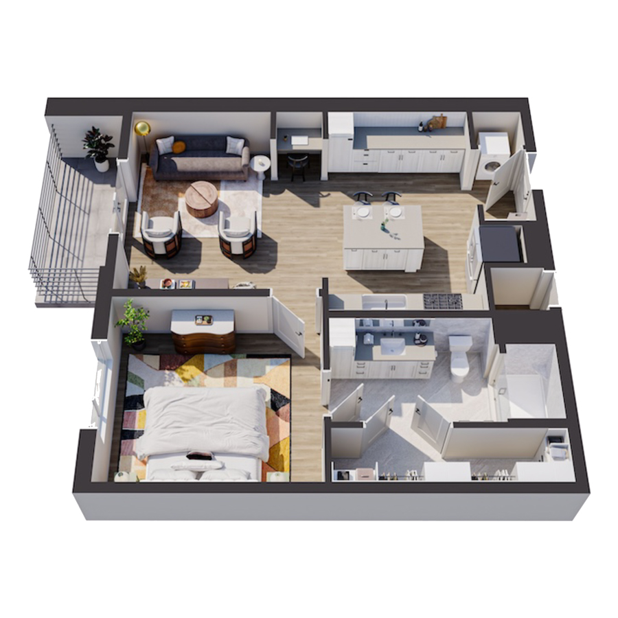 A2-A - 1x1 floor plan