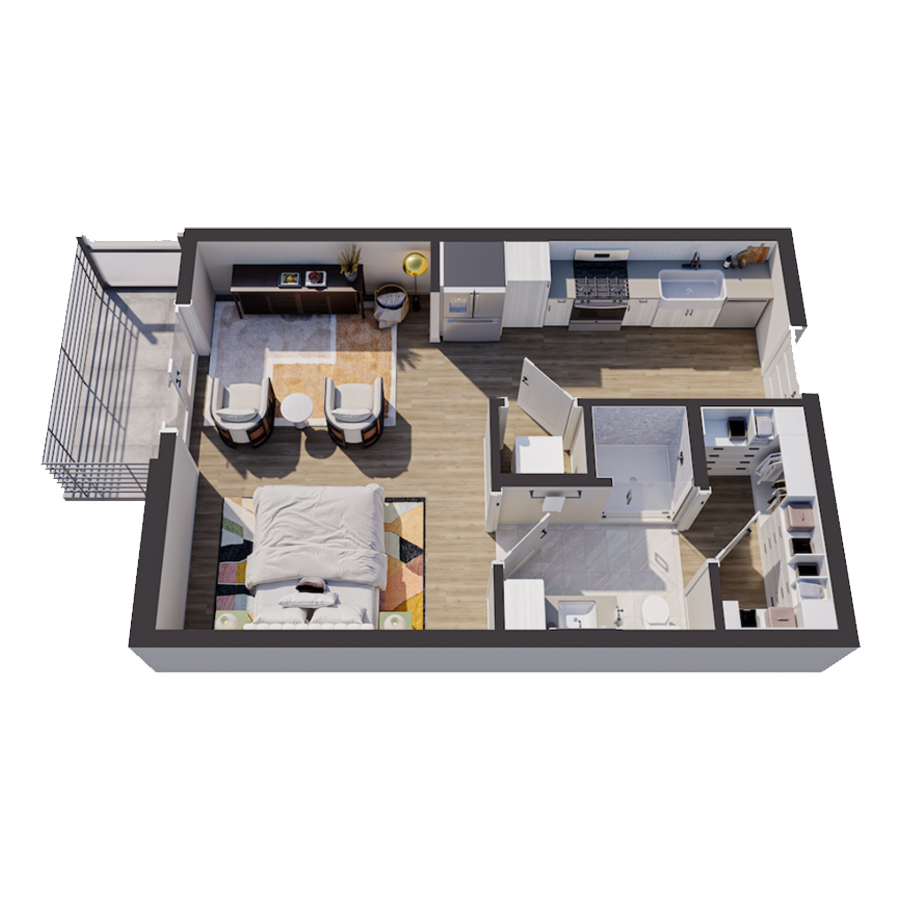 S2 - 1x1 floor plan