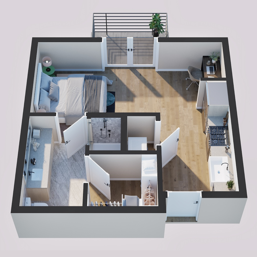 S1 - 1x1 floor plan