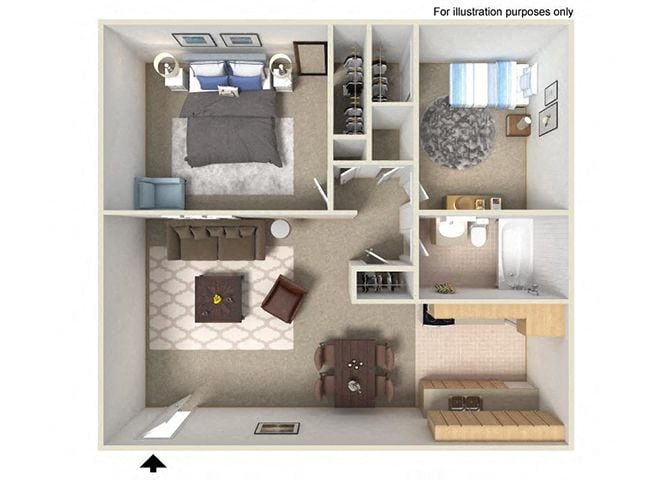 Two Bedroom One Bath floor plan