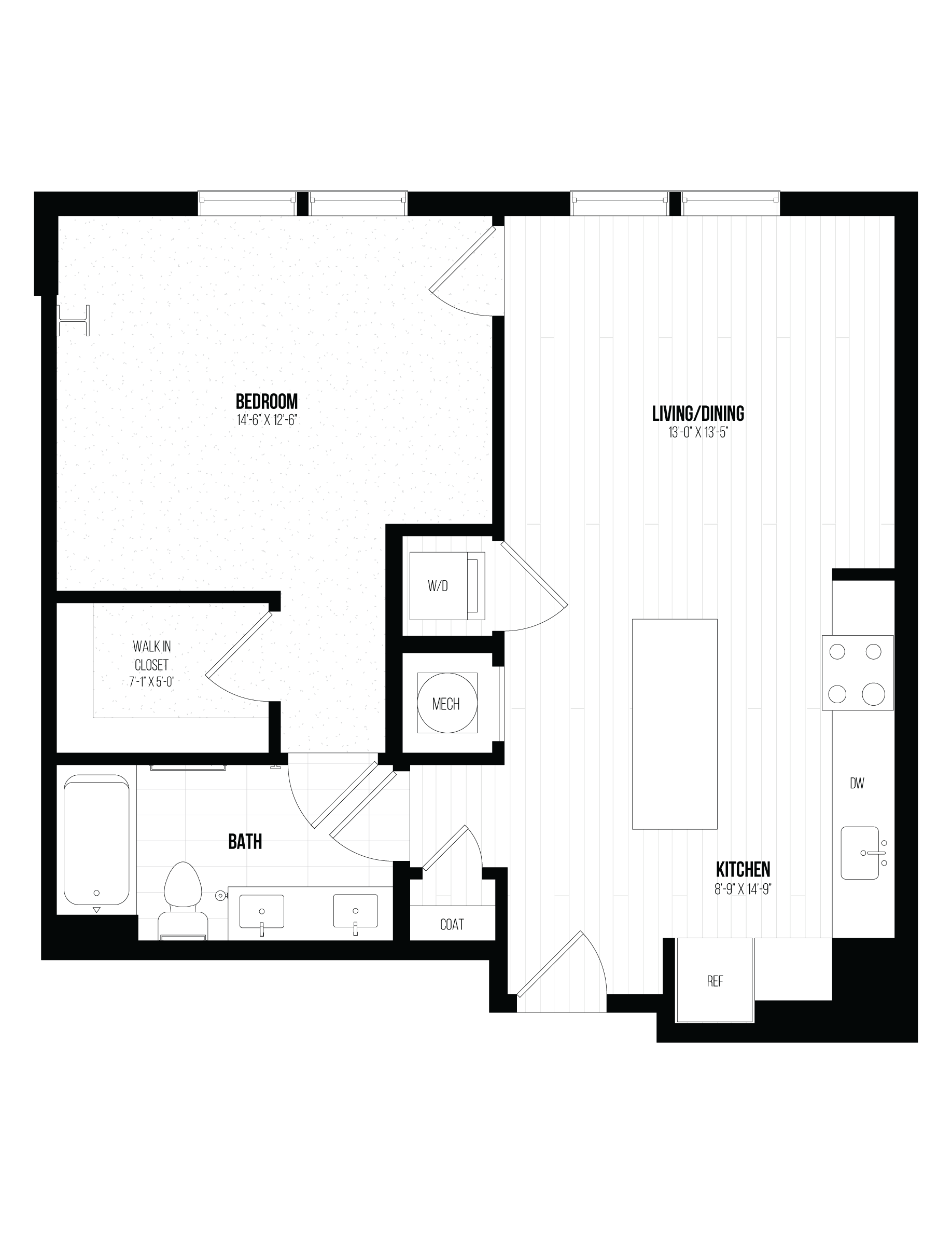 1 Bed/1 Bath- 1C floor plan
