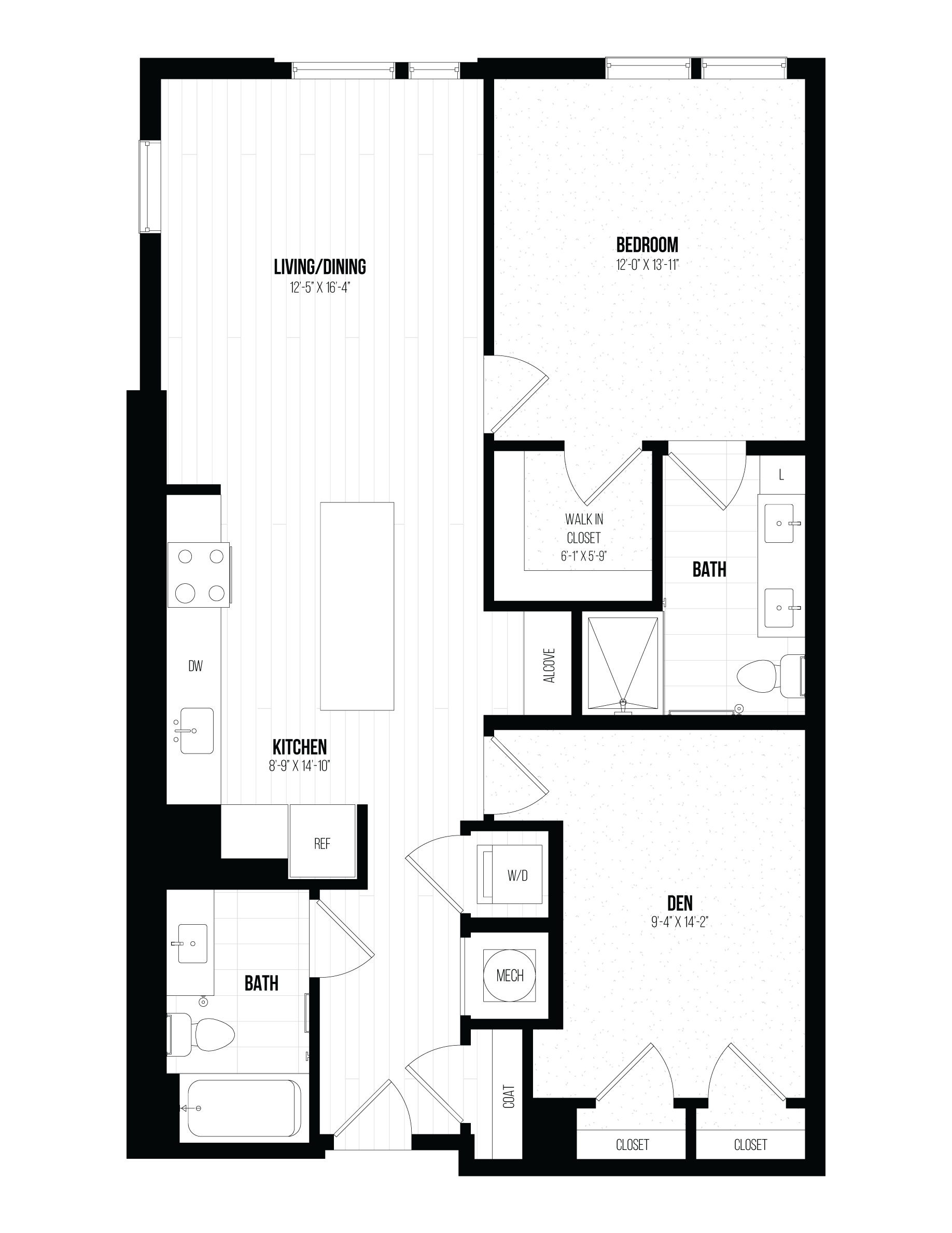 1 Bed/1 Bath Den- 1E+D floor plan