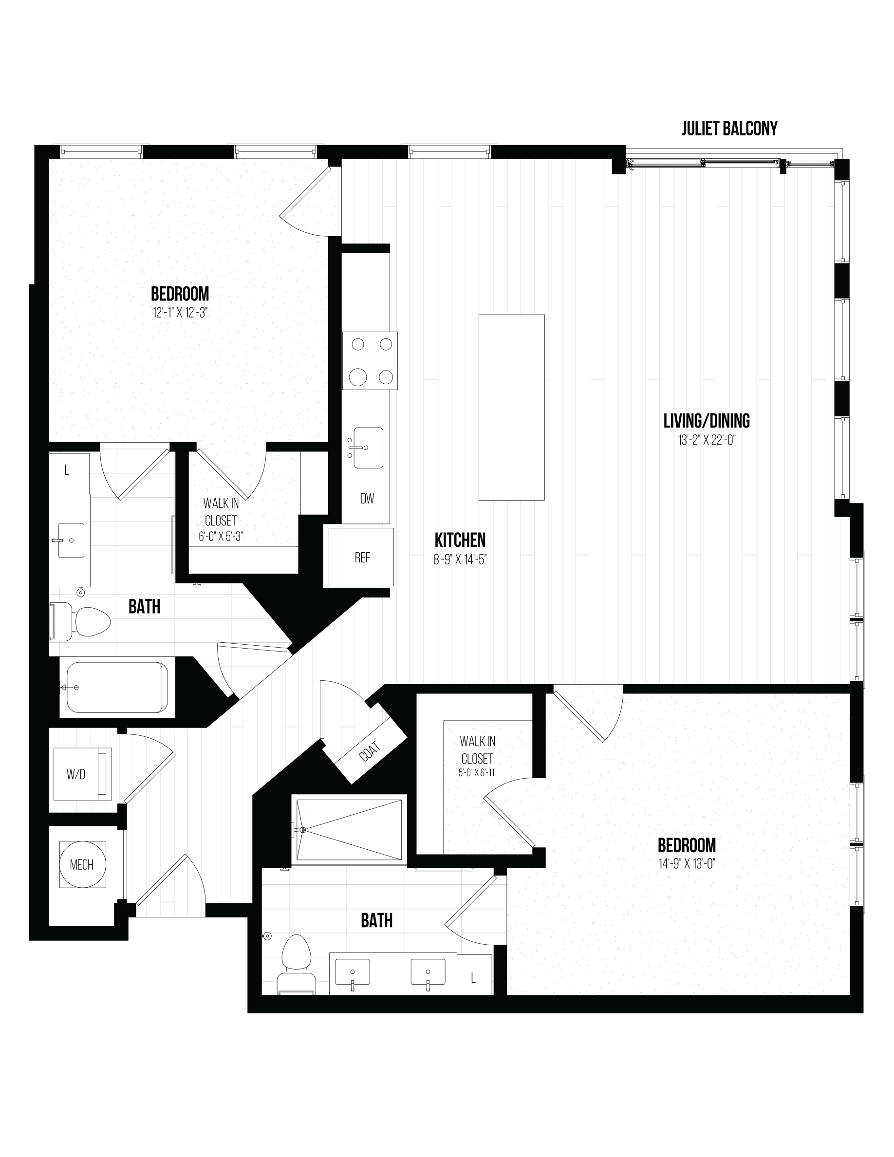 2 Bed/2 Bath- 2E floor plan
