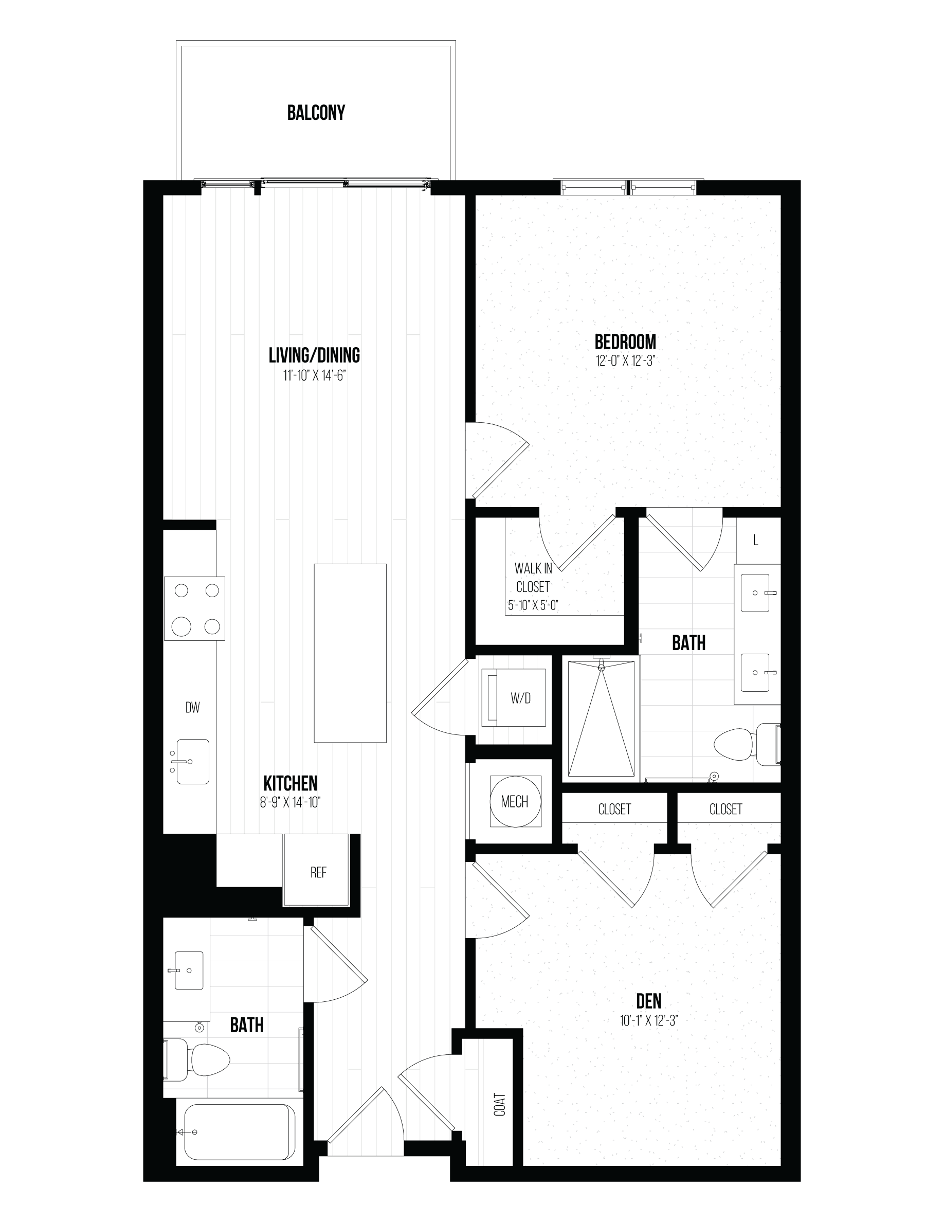 1 Bed/1 Bath Den- 1K+D floor plan