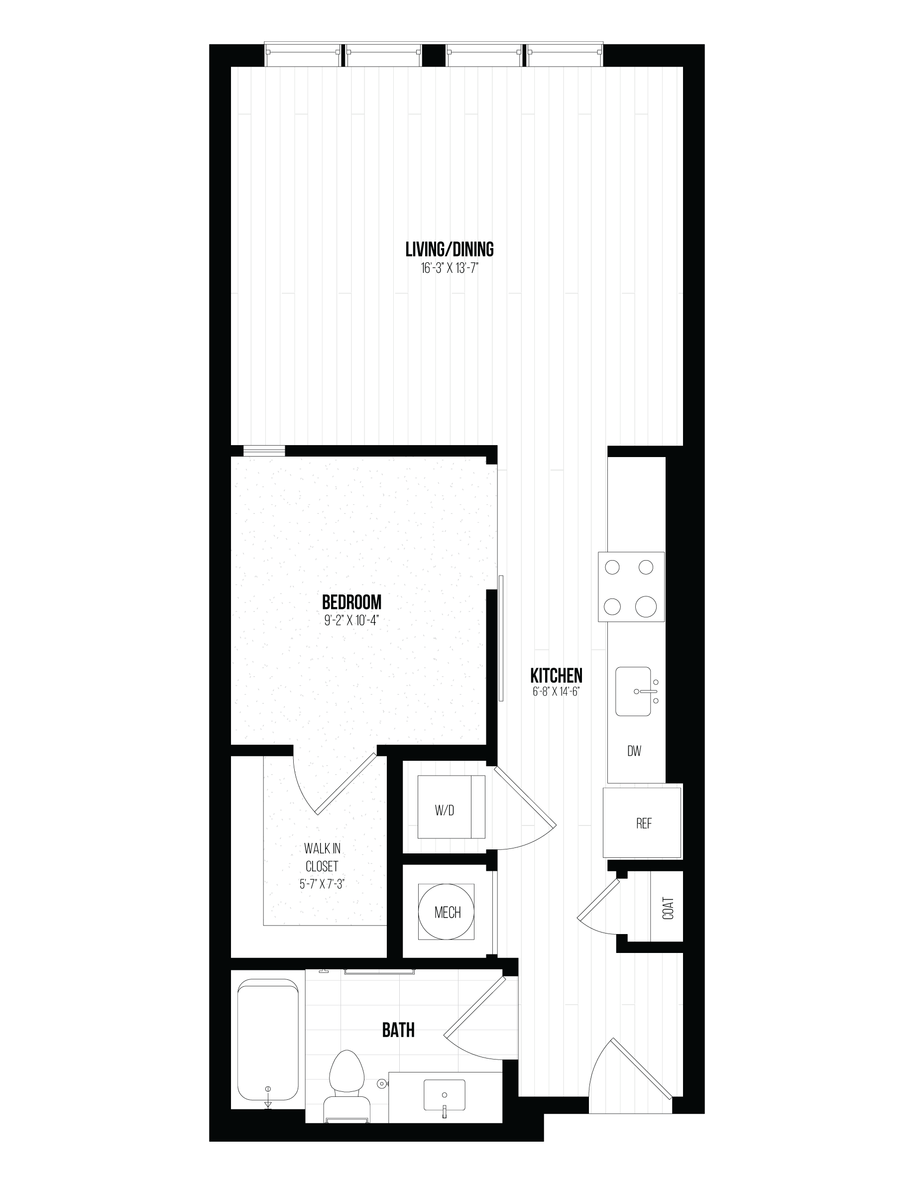 1 Bed/1 Bath Jr -1BJ A floor plan
