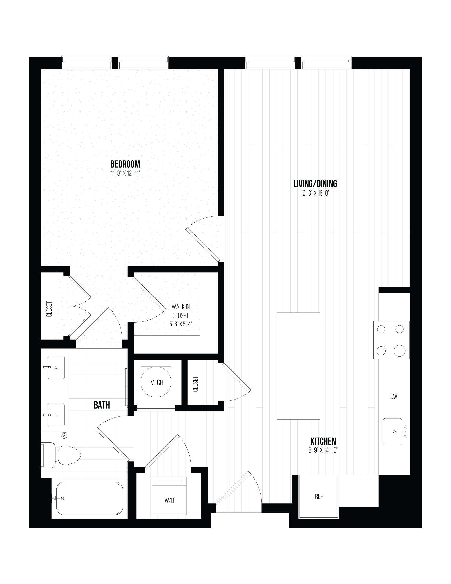 1 Bed/1 Bath- 1A floor plan
