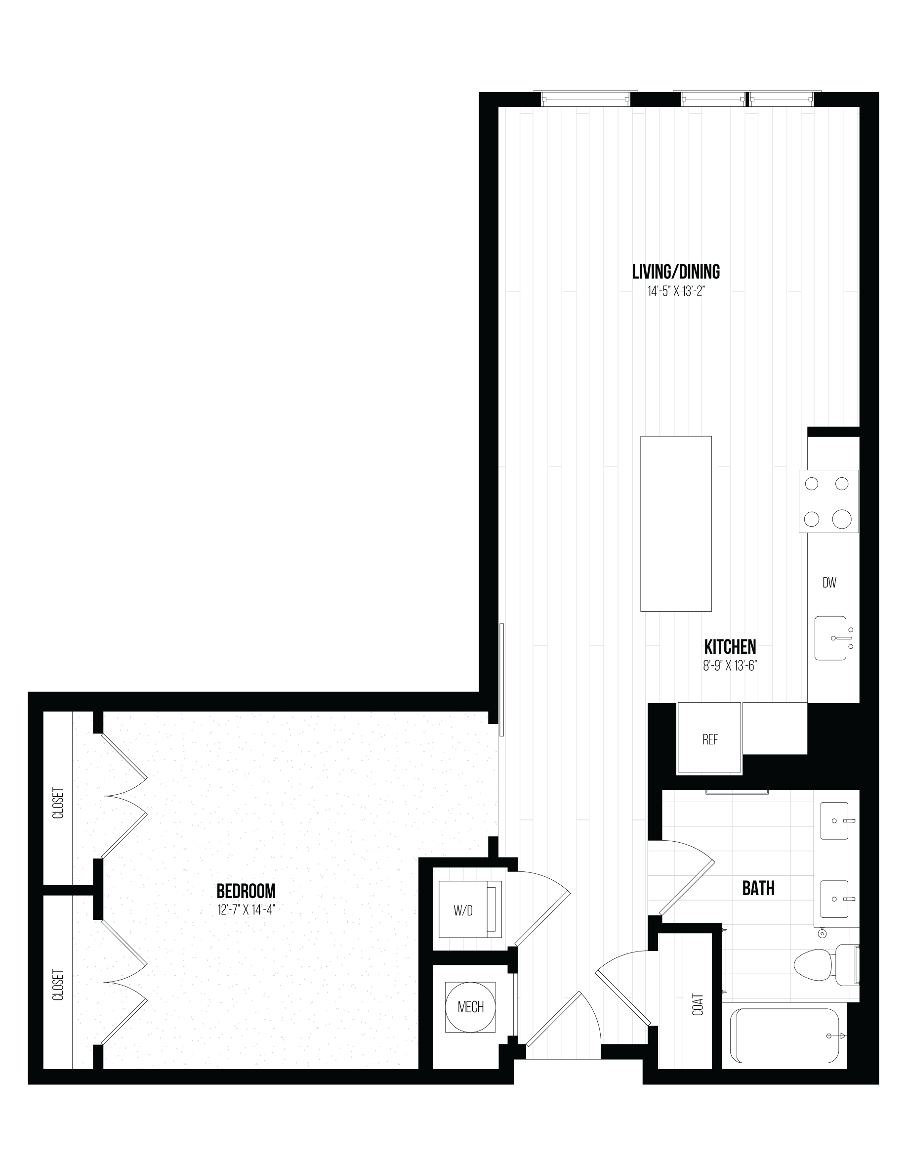1 Bed/1 Bath Jr- 1BJ B floor plan