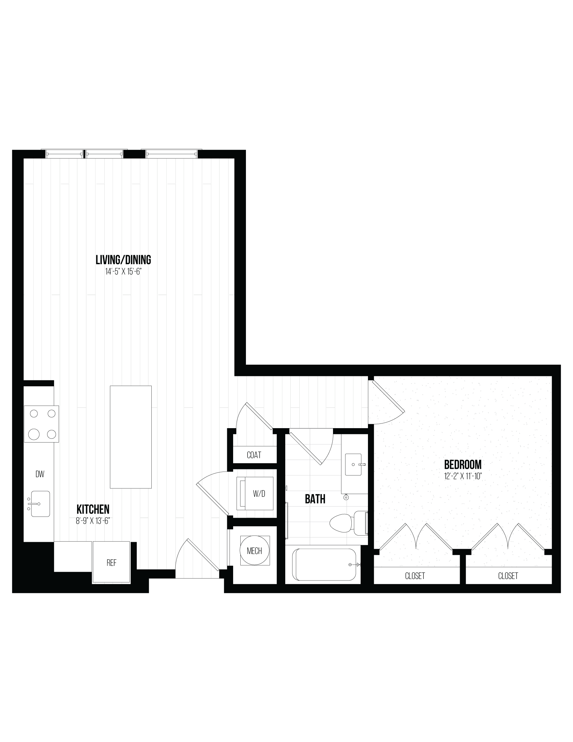 1 Bed/1 Bath Jr -1BJ G floor plan