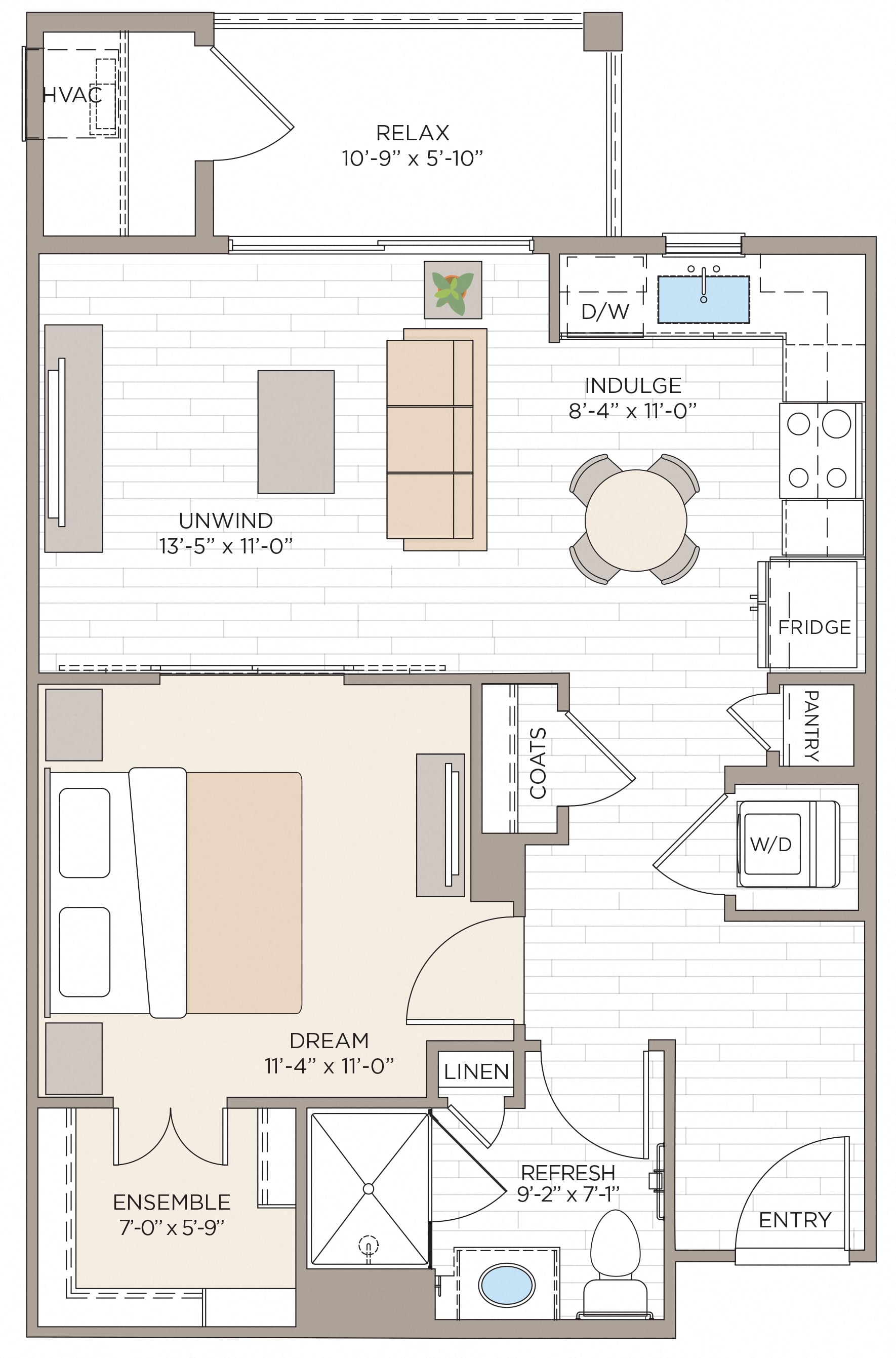 1 Bed/1 Bath-A1A floor plan